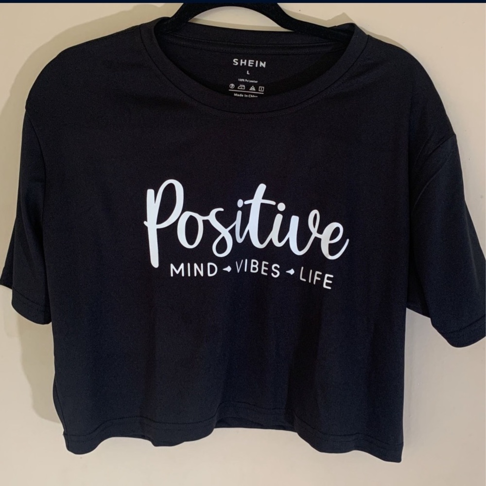 Black positive Vibe Only Shein Crop Top - Large